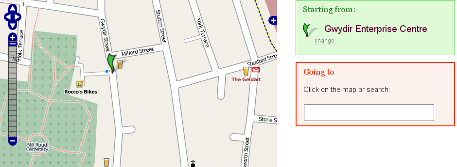 Choosing a Start or Finish in journey planner
